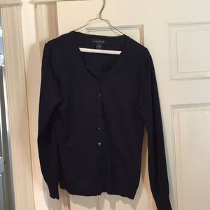 Women’s August Silk navy blue cardigan, size large, great condition!